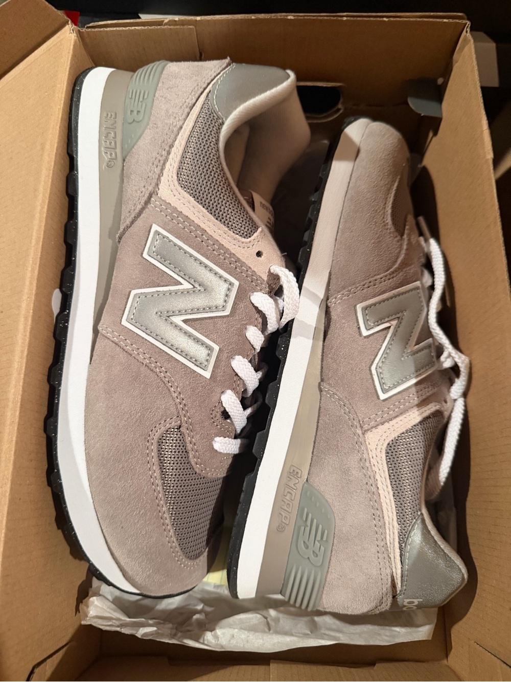 New Balance women 550 Athletic Sneakers in Light Taupe and Gray